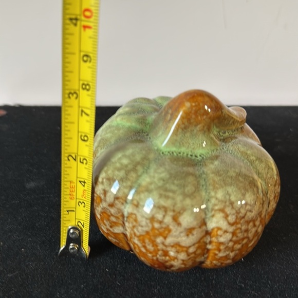 Mini Ceramic Pumpkin Decor - Green and Brown 3 inches - Picture 3 of 5
